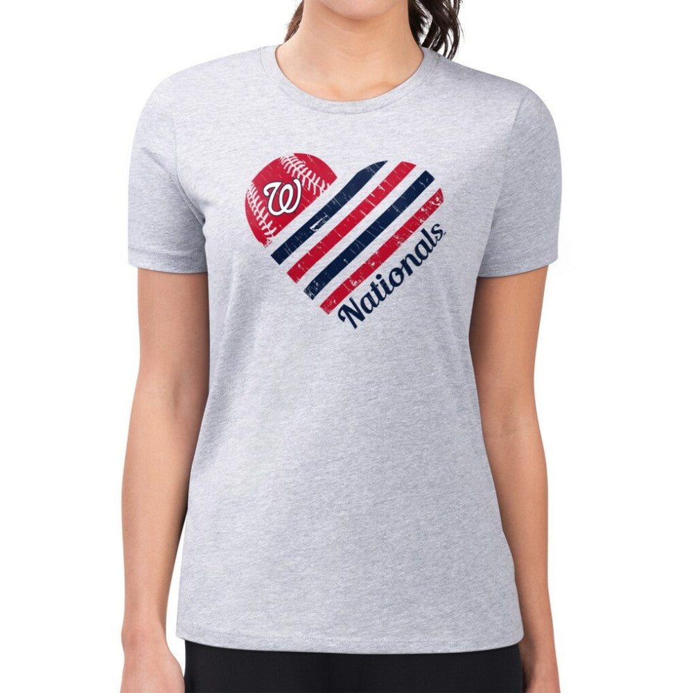 Washington Nationals G-III 4Her by Carl Banks Women's Super-Slim Fit Lightweight Heart Graphic T-Shirt - MLB T-shirts