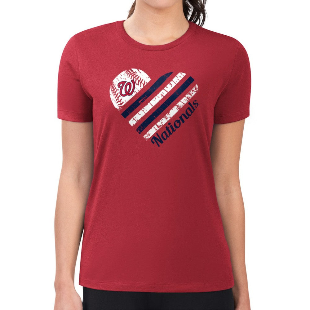 Washington Nationals G-III 4Her by Carl Banks Women's Super-Slim Fit Lightweight Heart Graphic T-Shirt - MLB T-shirts