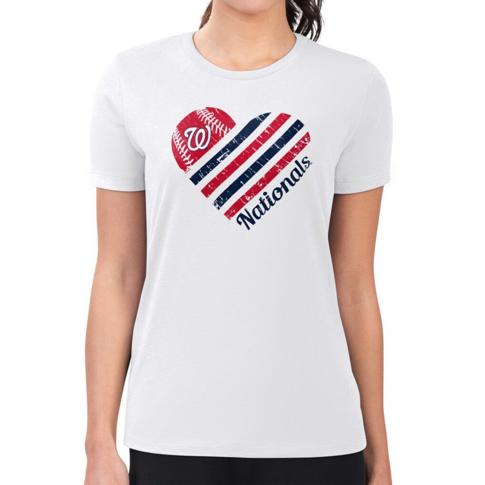 Washington Nationals G-III 4Her by Carl Banks Women's Super-Slim Fit Lightweight Heart Graphic T-Shirt - MLB T-shirts