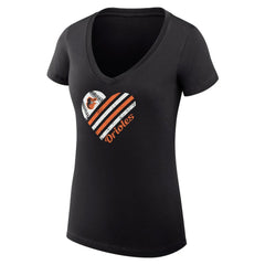 Baltimore Orioles G-III 4Her by Carl Banks Women's Super-Slim Fit Lightweight Heart V-Neck T-Shirt - MLB T-shirts