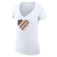 Baltimore Orioles G-III 4Her by Carl Banks Women's Super-Slim Fit Lightweight Heart V-Neck T-Shirt - MLB T-shirts