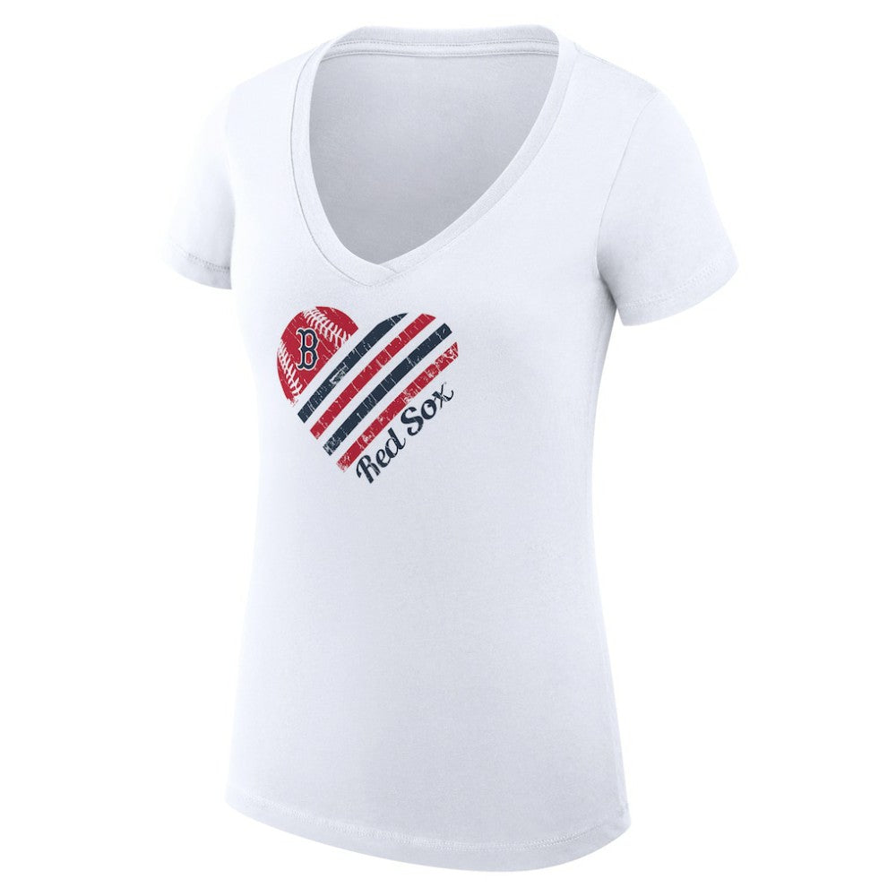 Boston Red Sox G-III 4Her by Carl Banks Women's Super-Slim Fit Lightweight Heart V-Neck T-Shirt - MLB T-shirts