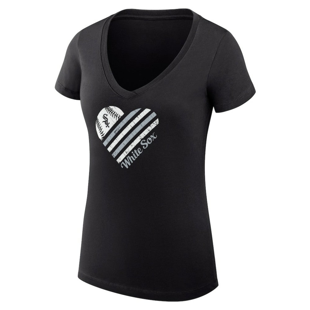 Chicago White Sox G-III 4Her by Carl Banks Women's Super-Slim Fit Lightweight Heart V-Neck T-Shirt - MLB T-shirts