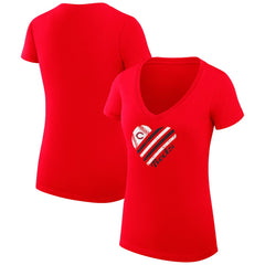 Cincinnati Reds G-III 4Her by Carl Banks Women's Super-Slim Fit Lightweight Heart V-Neck T-Shirt - MLB T-shirts