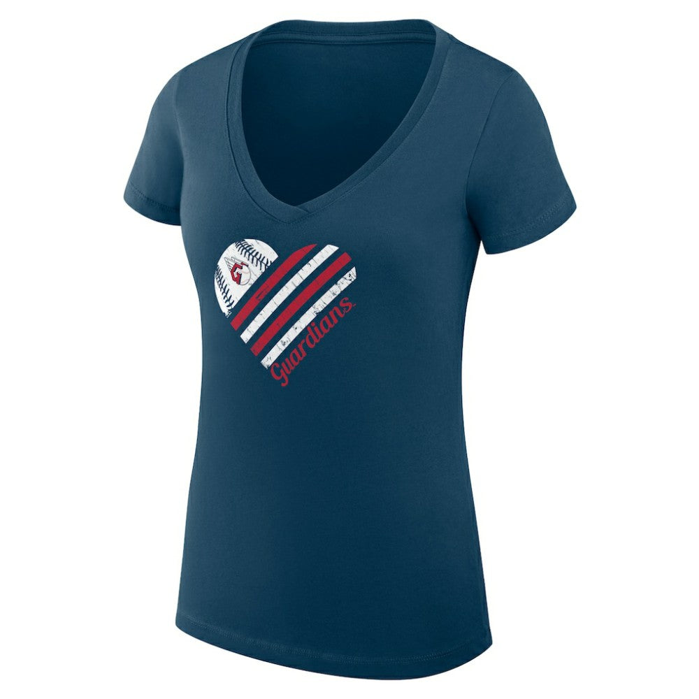Cleveland Guardians G-III 4Her by Carl Banks Women's Super-Slim Fit Lightweight Heart V-Neck T-Shirt - MLB T-shirts
