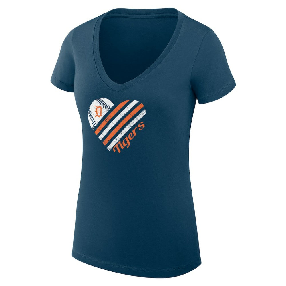 Detroit Tigers G-III 4Her by Carl Banks Women's Super-Slim Fit Lightweight Heart V-Neck T-Shirt - MLB T-shirts