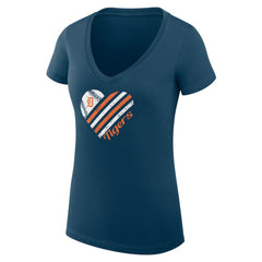 Detroit Tigers G-III 4Her by Carl Banks Women's Super-Slim Fit Lightweight Heart V-Neck T-Shirt - MLB T-shirts