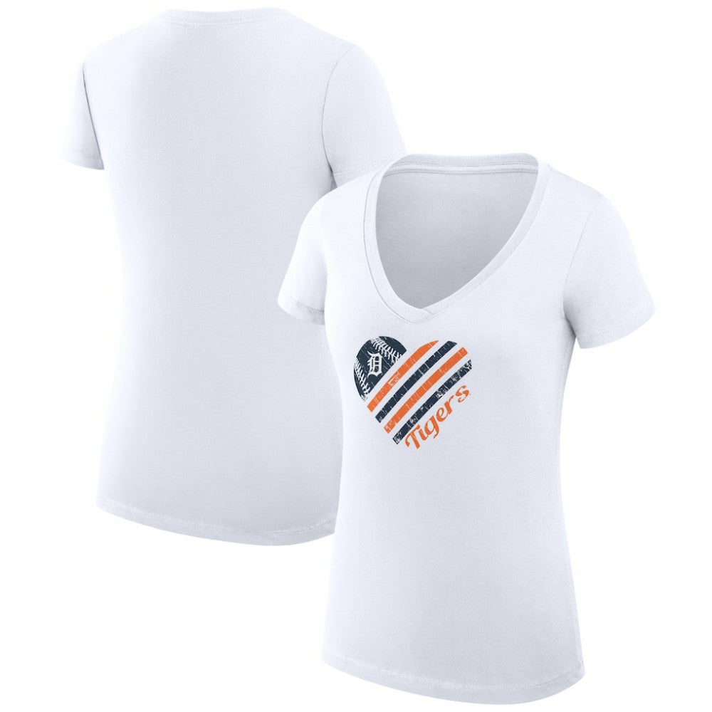Detroit Tigers G-III 4Her by Carl Banks Women's Super-Slim Fit Lightweight Heart V-Neck T-Shirt - MLB T-shirts
