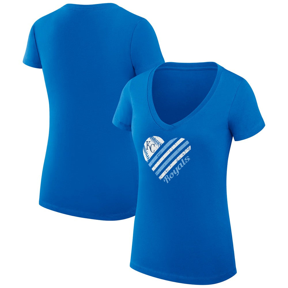 Kansas City Royals G-III 4Her by Carl Banks Women's Super-Slim Fit Lightweight Heart V-Neck T-Shirt - MLB T-shirts