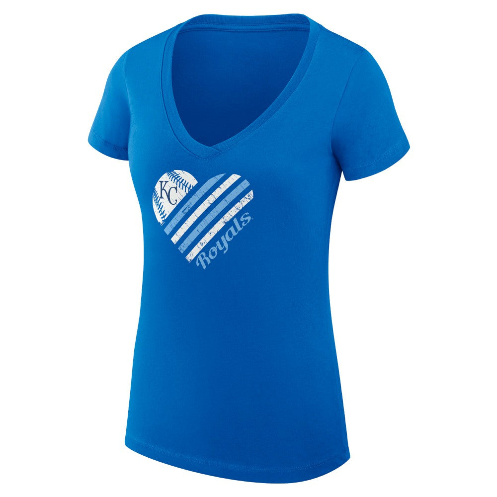 Kansas City Royals G-III 4Her by Carl Banks Women's Super-Slim Fit Lightweight Heart V-Neck T-Shirt - MLB T-shirts