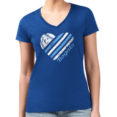 Kansas City Royals G-III 4Her by Carl Banks Women's Super-Slim Fit Lightweight Heart V-Neck T-Shirt - MLB T-shirts