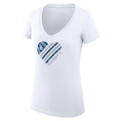 Los Angeles Dodgers G-III 4Her by Carl Banks Women's Super-Slim Fit Lightweight Heart V-Neck T-Shirt - MLB T-shirts