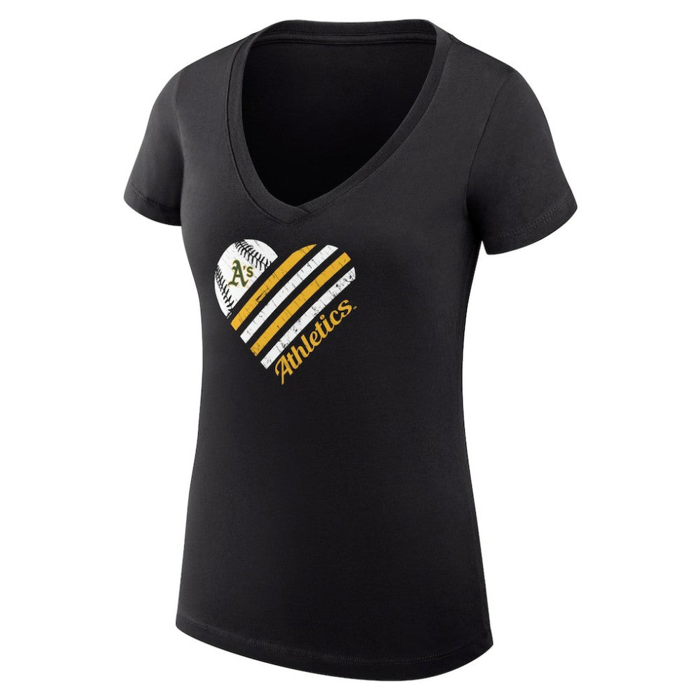 Athletics G-III 4Her by Carl Banks Women's Super-Slim Fit Lightweight Heart V-Neck T-Shirt - MLB T-shirts
