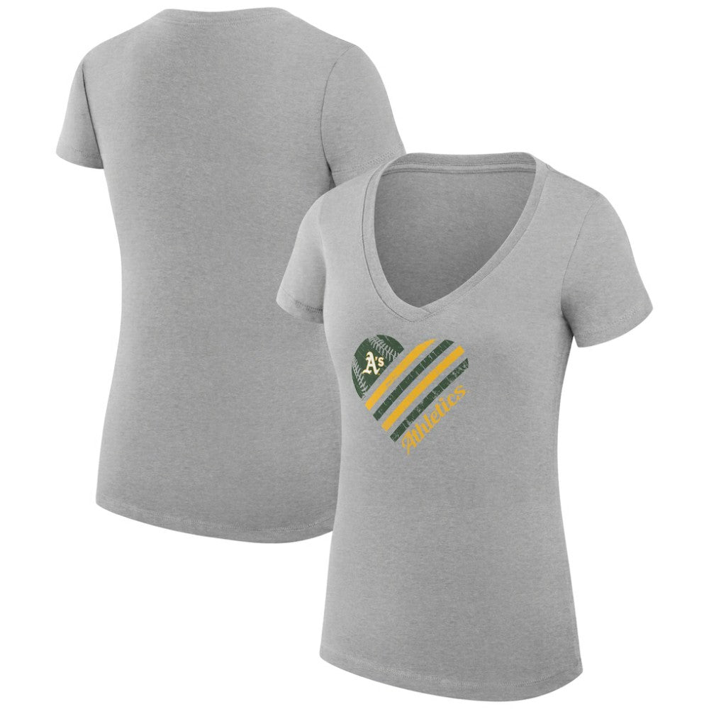 Athletics G-III 4Her by Carl Banks Women's Super-Slim Fit Lightweight Heart V-Neck T-Shirt - MLB T-shirts