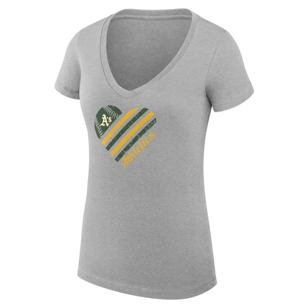 Athletics G-III 4Her by Carl Banks Women's Super-Slim Fit Lightweight Heart V-Neck T-Shirt - MLB T-shirts