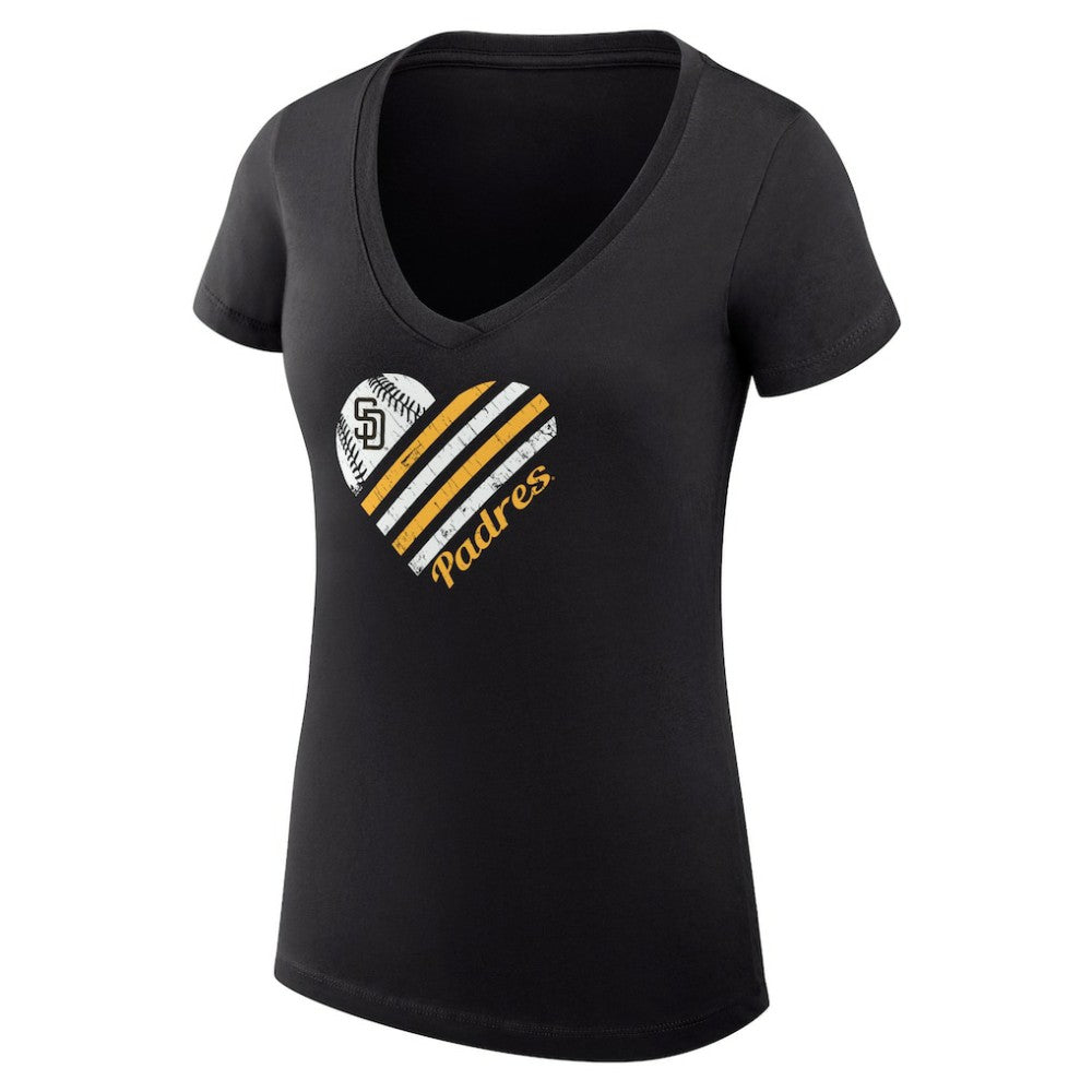 San Diego Padres G-III 4Her by Carl Banks Women's Super-Slim Fit Lightweight Heart V-Neck T-Shirt - MLB T-shirts