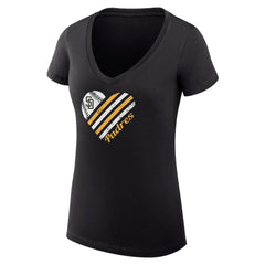 San Diego Padres G-III 4Her by Carl Banks Women's Super-Slim Fit Lightweight Heart V-Neck T-Shirt - MLB T-shirts