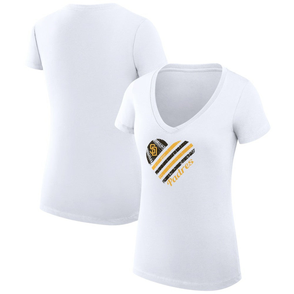 San Diego Padres G-III 4Her by Carl Banks Women's Super-Slim Fit Lightweight Heart V-Neck T-Shirt - MLB T-shirts