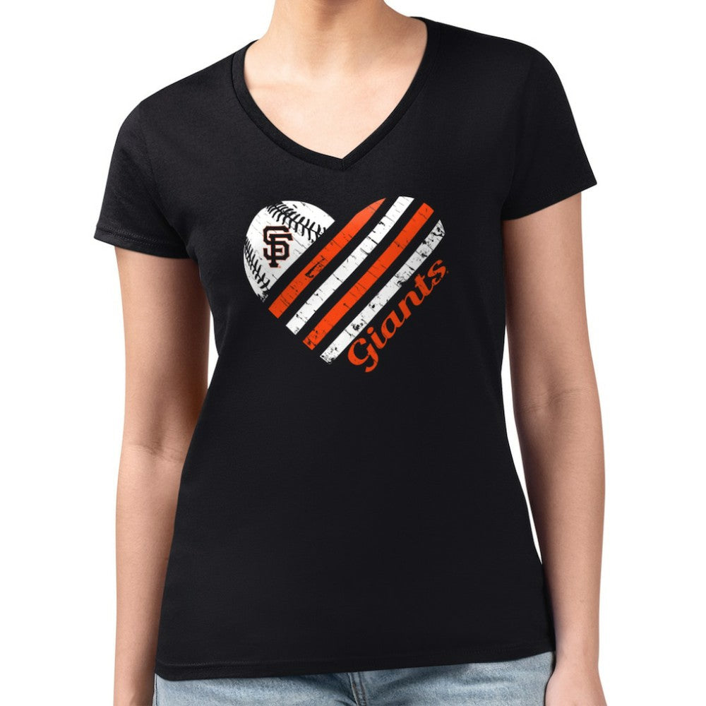 San Francisco Giants G-III 4Her by Carl Banks Women's Super-Slim Fit Lightweight Heart V-Neck T-Shirt - MLB T-shirts