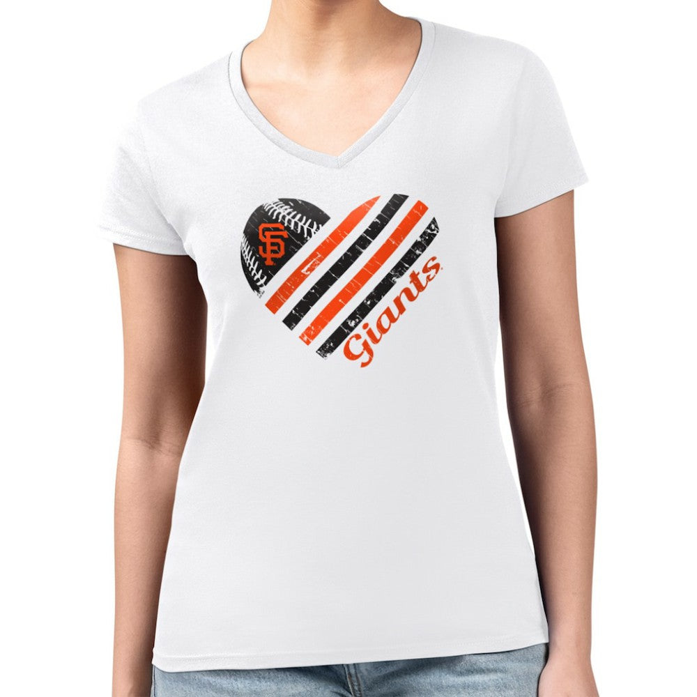 San Francisco Giants G-III 4Her by Carl Banks Women's Super-Slim Fit Lightweight Heart V-Neck T-Shirt - MLB T-shirts
