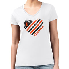 San Francisco Giants G-III 4Her by Carl Banks Women's Super-Slim Fit Lightweight Heart V-Neck T-Shirt - MLB T-shirts