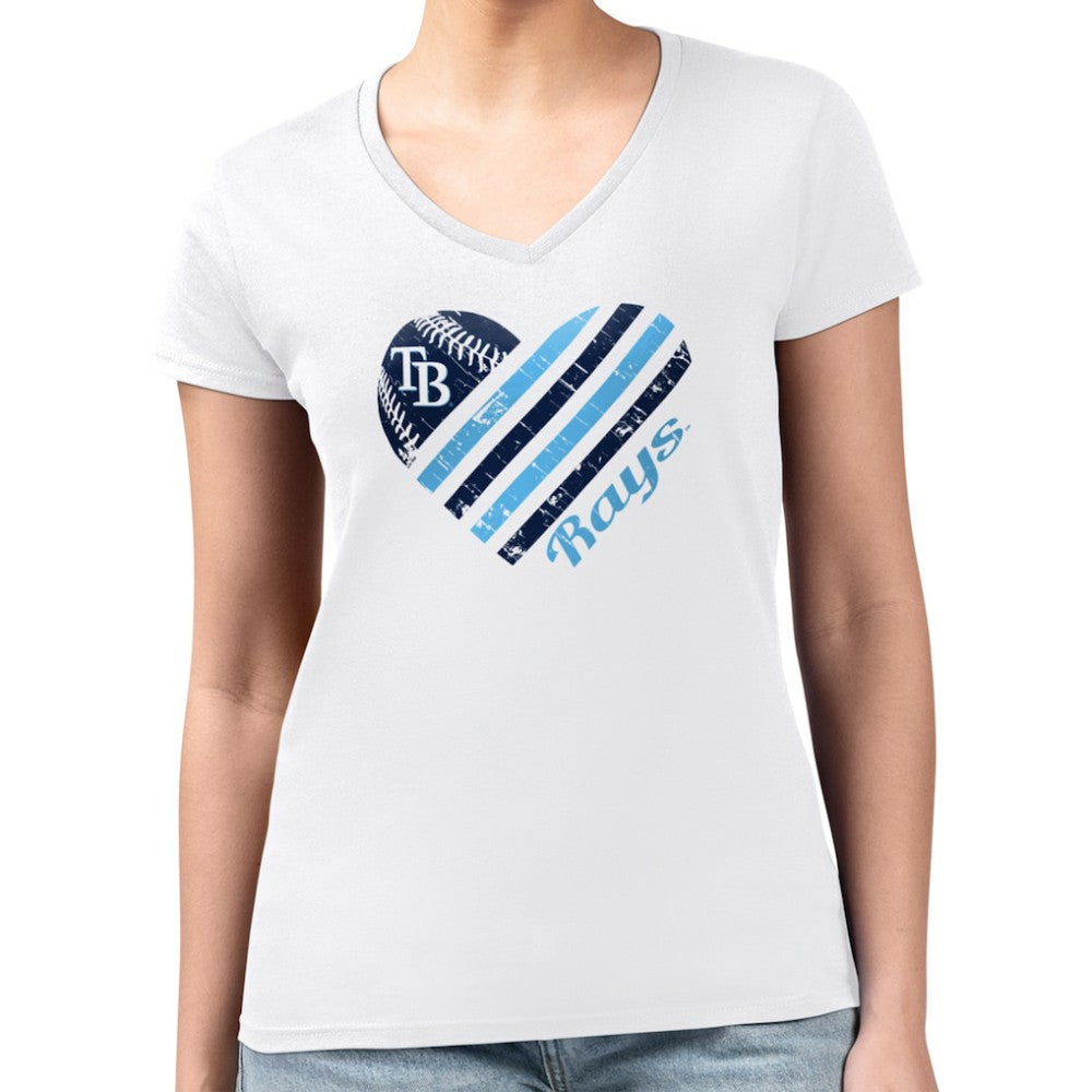 Tampa Bay Rays G-III 4Her by Carl Banks Women's Super-Slim Fit Lightweight Heart V-Neck T-Shirt - MLB T-shirts