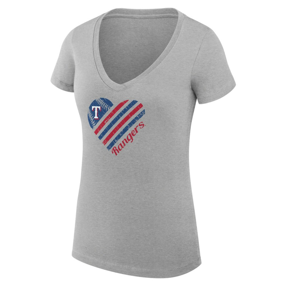 Texas Rangers G-III 4Her by Carl Banks Women's Super-Slim Fit Lightweight Heart V-Neck T-Shirt - MLB T-shirts