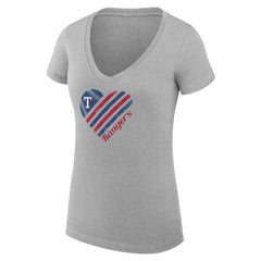 Texas Rangers G-III 4Her by Carl Banks Women's Super-Slim Fit Lightweight Heart V-Neck T-Shirt - MLB T-shirts