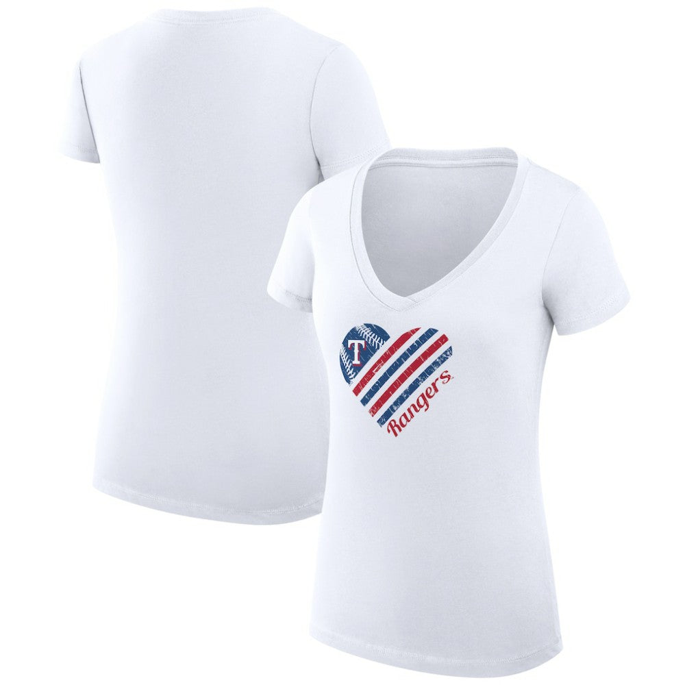 Texas Rangers G-III 4Her by Carl Banks Women's Super-Slim Fit Lightweight Heart V-Neck T-Shirt - MLB T-shirts