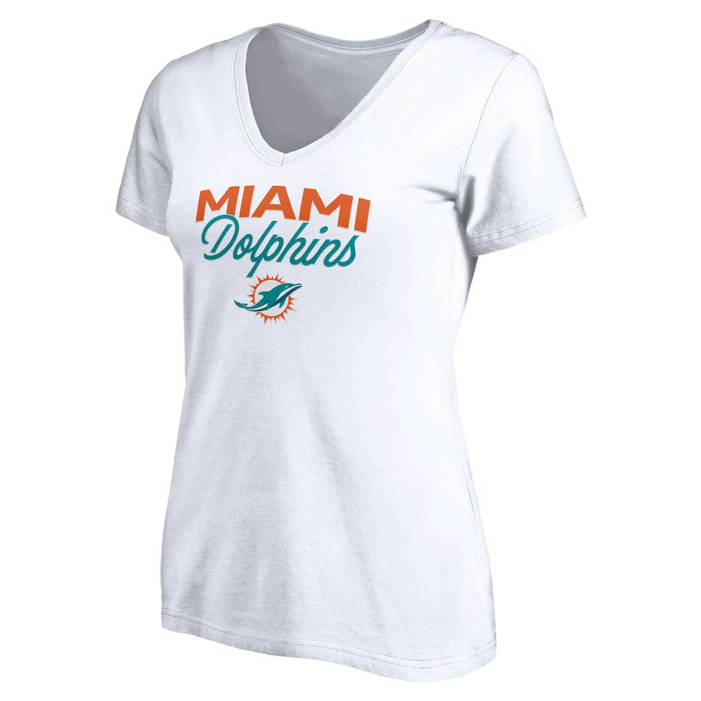 Miami Dolphins Women's Depth Chart V-Neck T-Shirt | NFL New