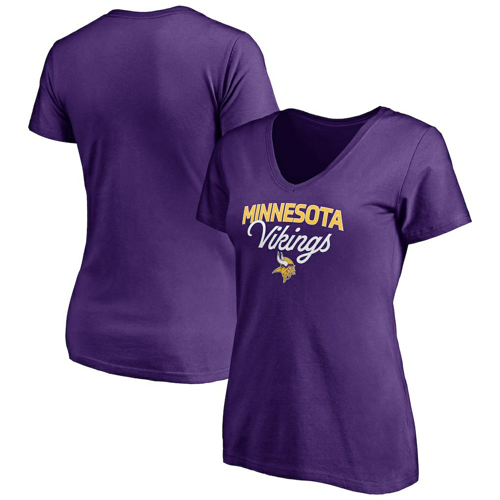 Minnesota Vikings Women's Depth Chart V-Neck T-Shirt | NFL Outlet