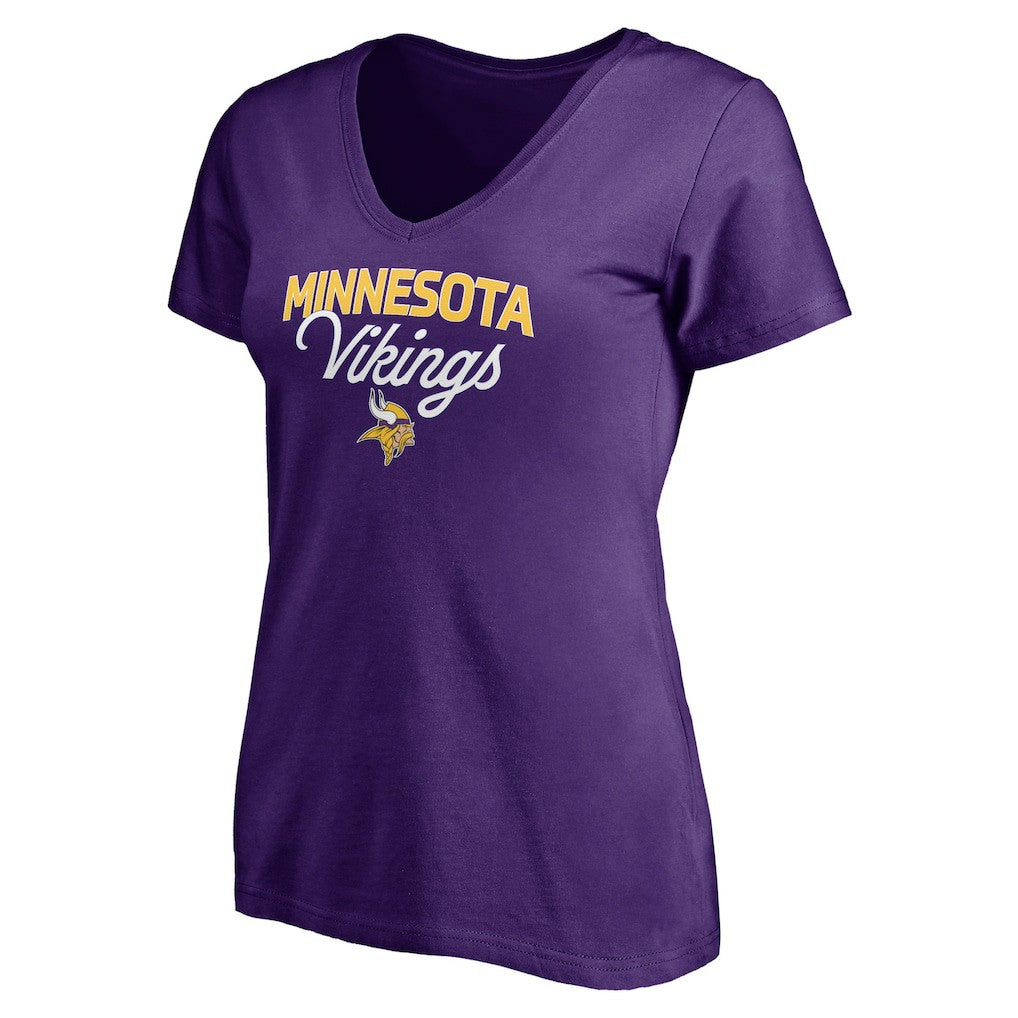 Minnesota Vikings Women's Depth Chart V-Neck T-Shirt | NFL Outlet