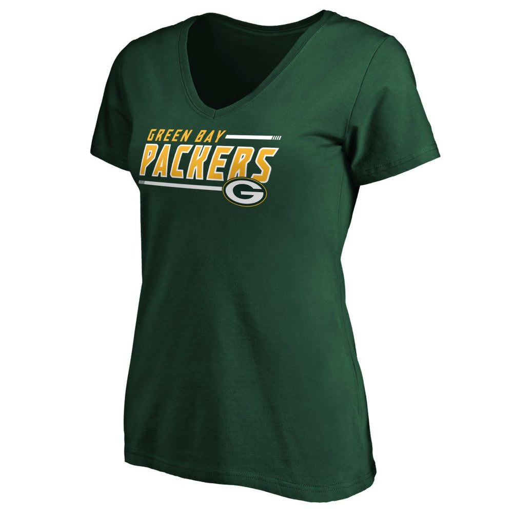 Green Bay Packers Women's Mascot In Bounds V-Neck T-Shirt | NFL Discount