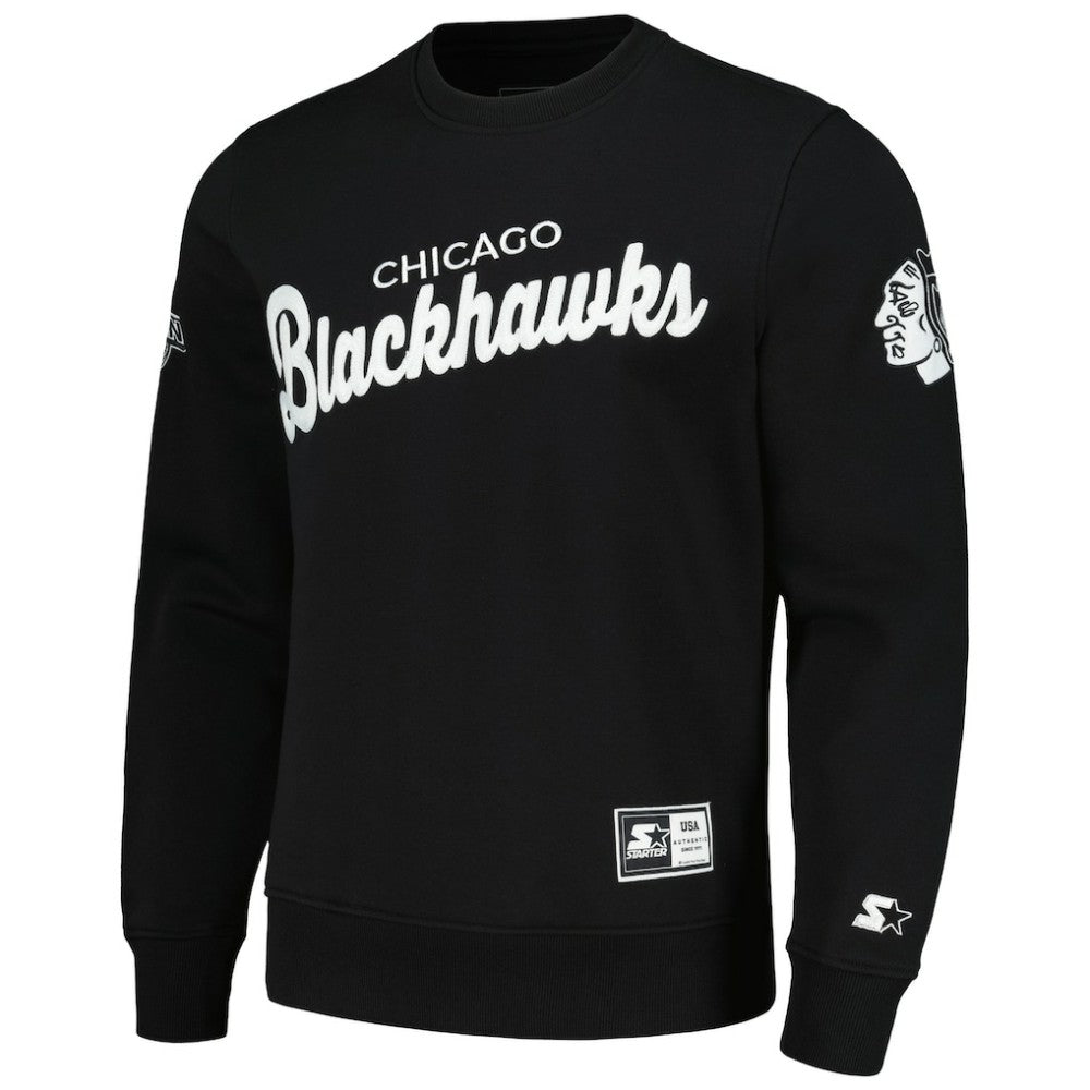 Chicago Blackhawks Starter x NHL Black Ice Cross Check Pullover Sweatshirt -  NHL Sweatshirts