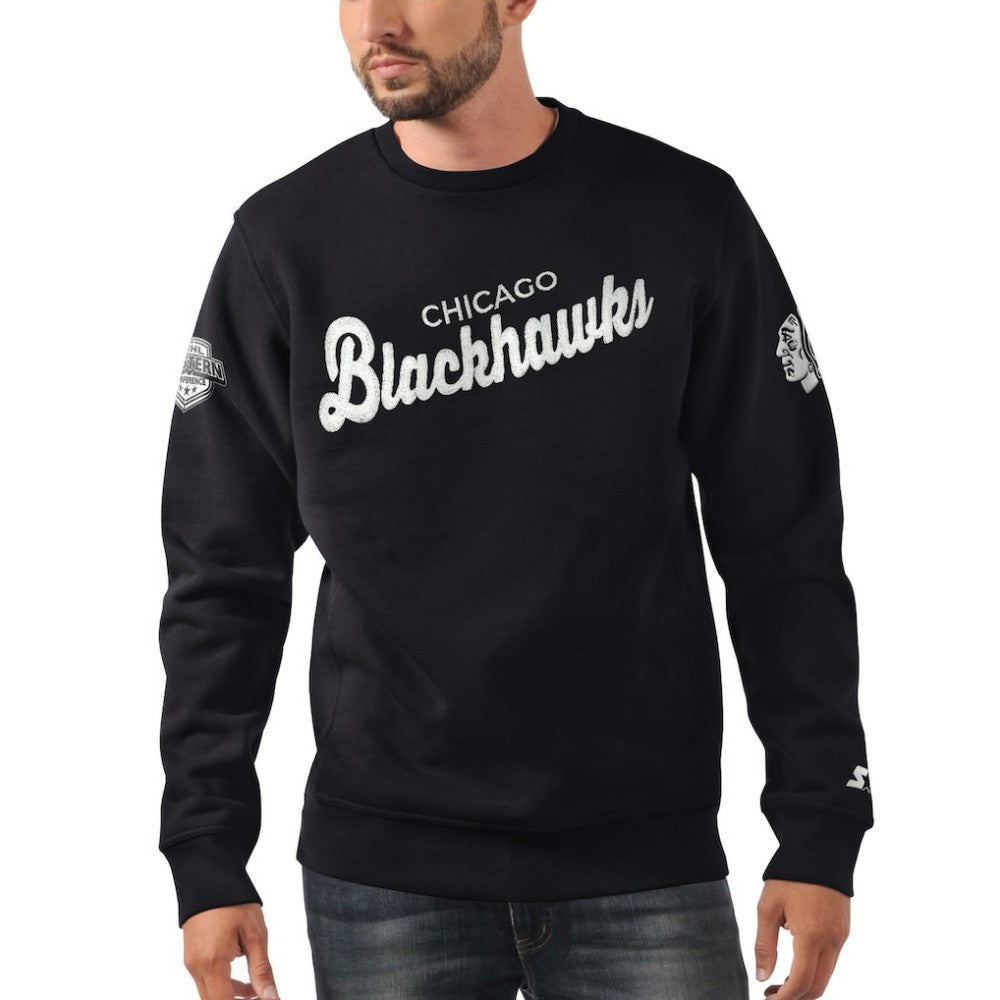 Chicago Blackhawks Starter x NHL Black Ice Cross Check Pullover Sweatshirt -  NHL Sweatshirts