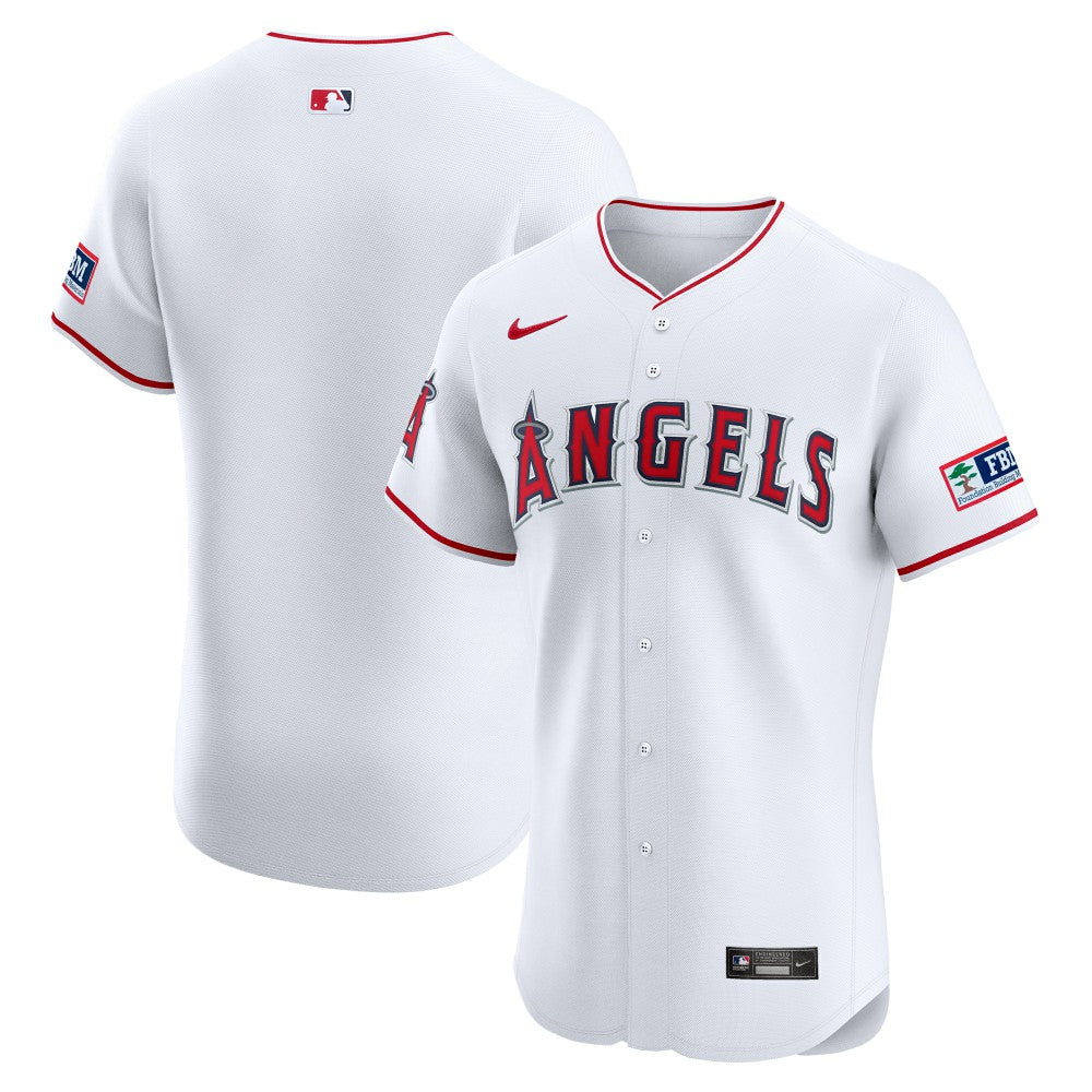 Los Angeles Angels Nike Home Elite Patch Jersey - MLB Jerseys