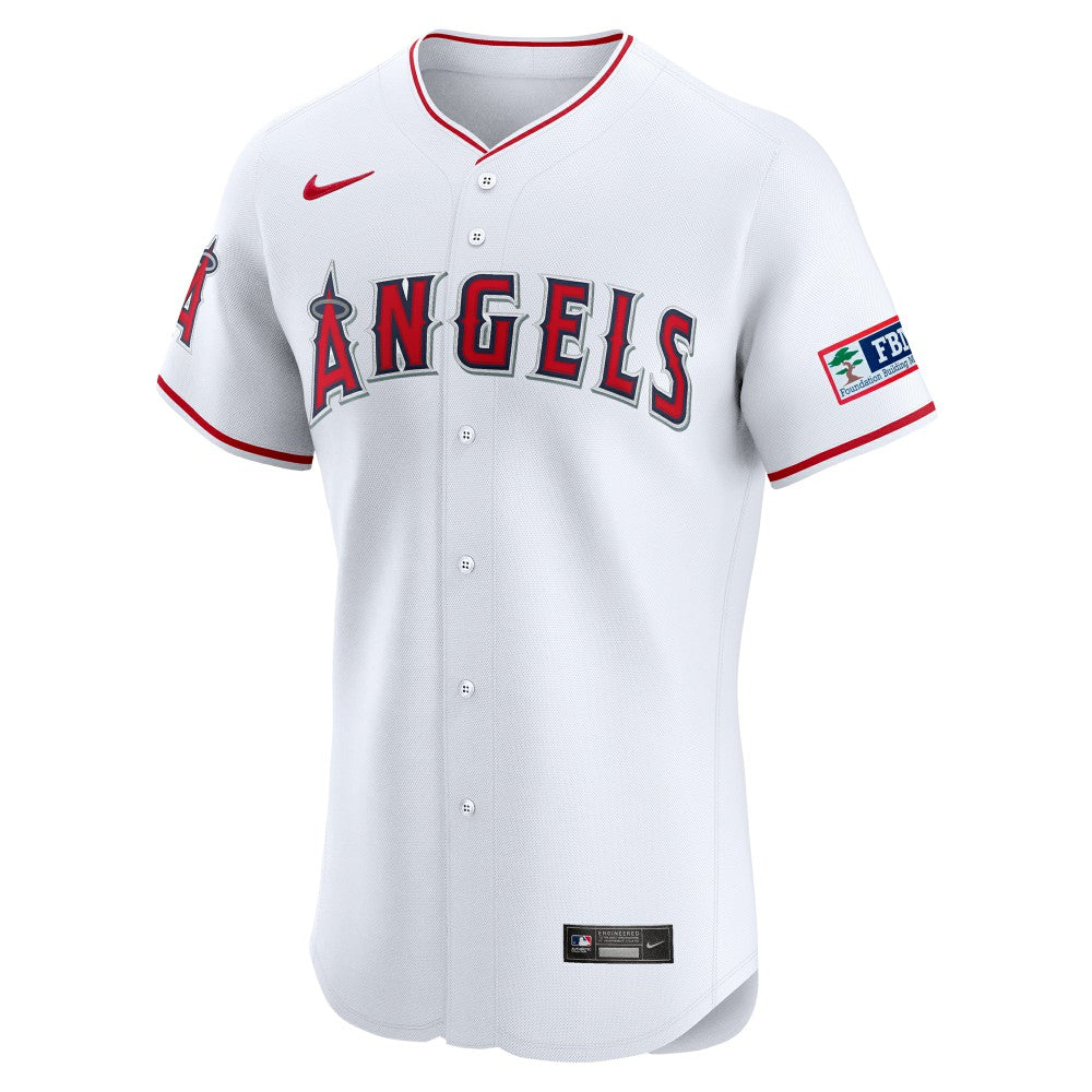 Los Angeles Angels Nike Home Elite Patch Jersey - MLB Jerseys