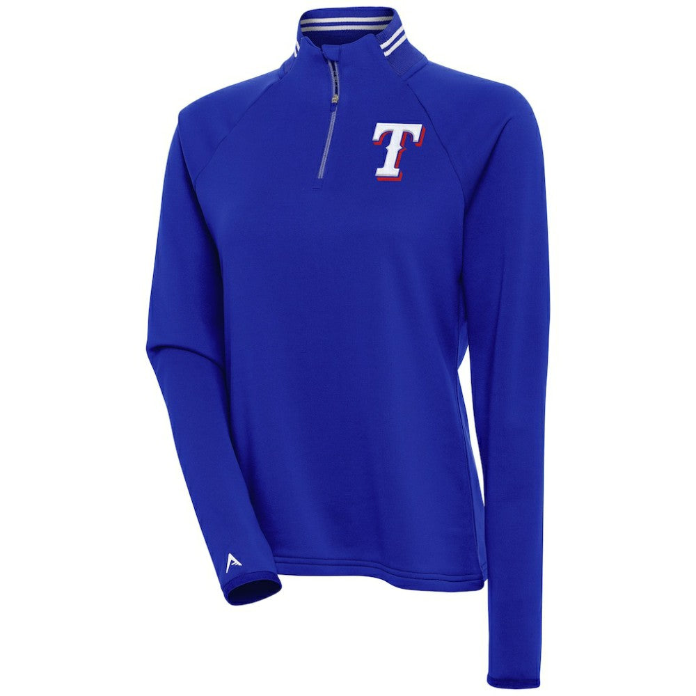 Texas Rangers Antigua Women's Milo Raglan Quarter-Zip Pullover Top - MLB Pullover