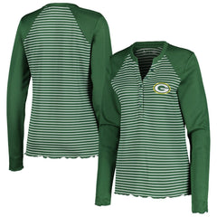 Green Bay Packers Antigua Women's Maverick Waffle Henley Long Sleeve T-Shirt | NFL Discount