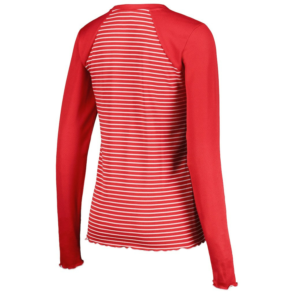 San Francisco 49ers Antigua Women's Maverick Waffle Henley Long Sleeve T-Shirt | NFL Online