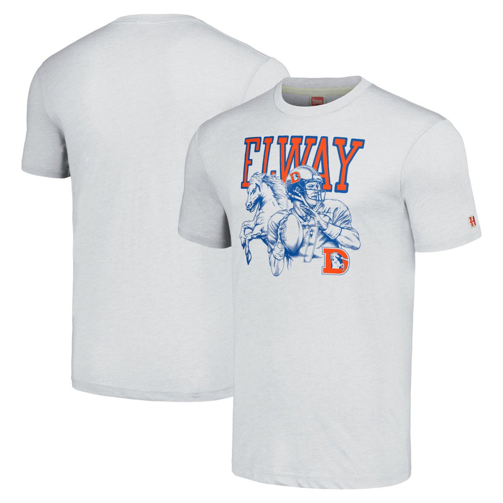 Denver Broncos John Elway  Homage Unisex Unisex Caricature Retired Player Tri-Blend T-Shirt | NFL Online