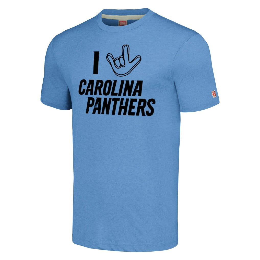 Carolina Panthers Homage Unisex The NFL ASL Collection by Love Sign Tri-Blend T-Shirt | NFL Sale