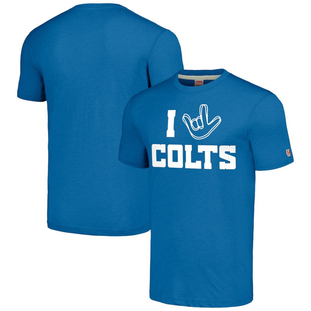 Indianapolis Colts Homage Unisex The NFL ASL Collection by Love Sign Tri-Blend T-Shirt | NFL On sale