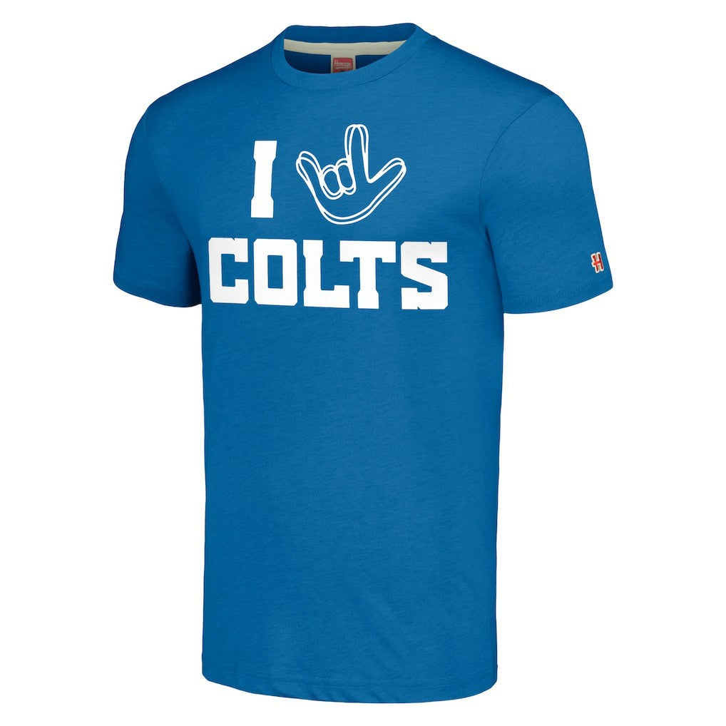 Indianapolis Colts Homage Unisex The NFL ASL Collection by Love Sign Tri-Blend T-Shirt | NFL On sale