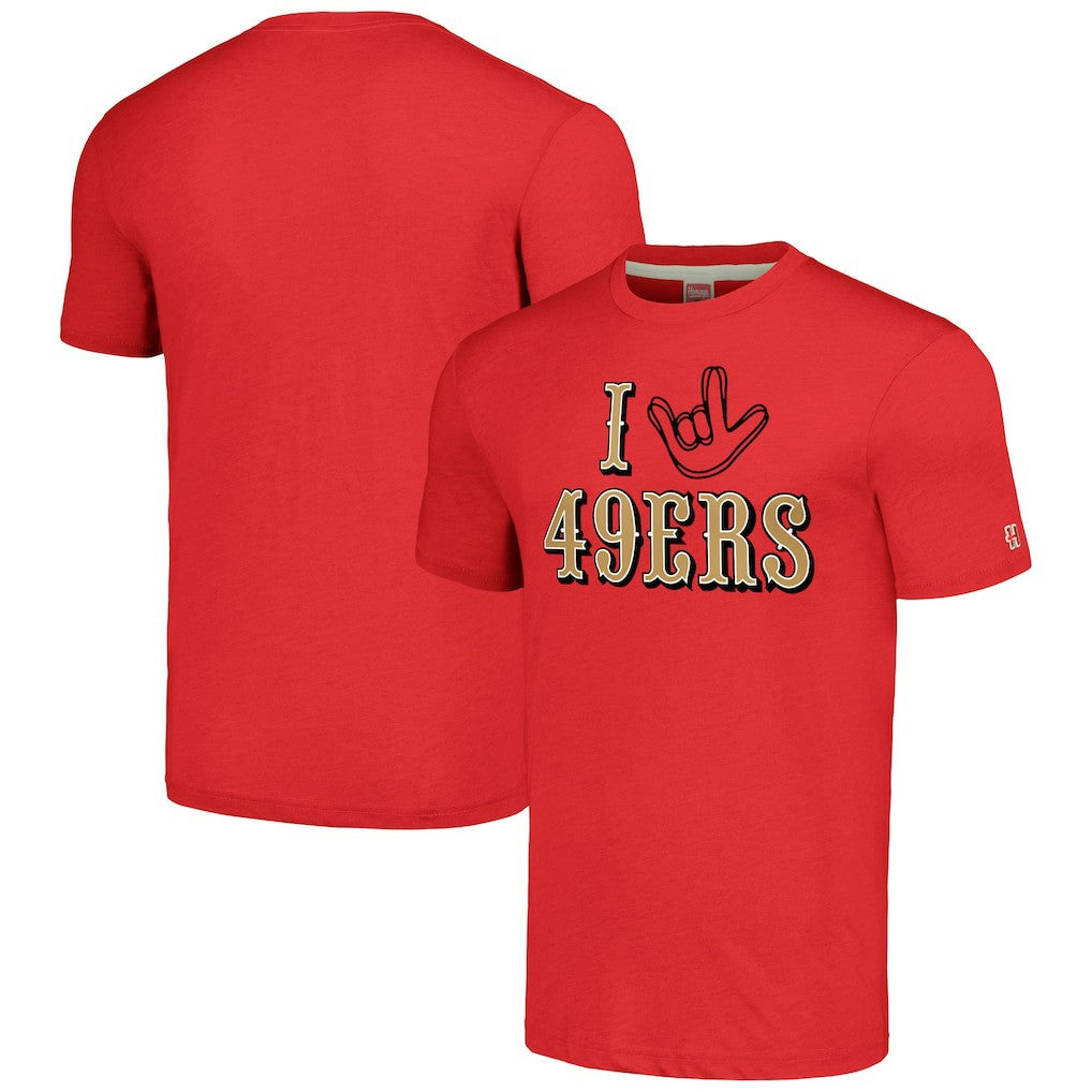 San Francisco 49ers Homage Unisex The NFL ASL Collection by Love Sign Tri-Blend T-Shirt | NFL Outlet
