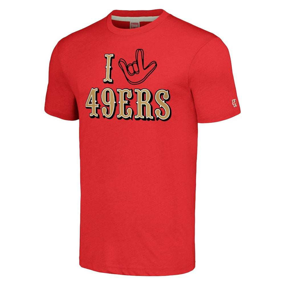 San Francisco 49ers Homage Unisex The NFL ASL Collection by Love Sign Tri-Blend T-Shirt | NFL Outlet