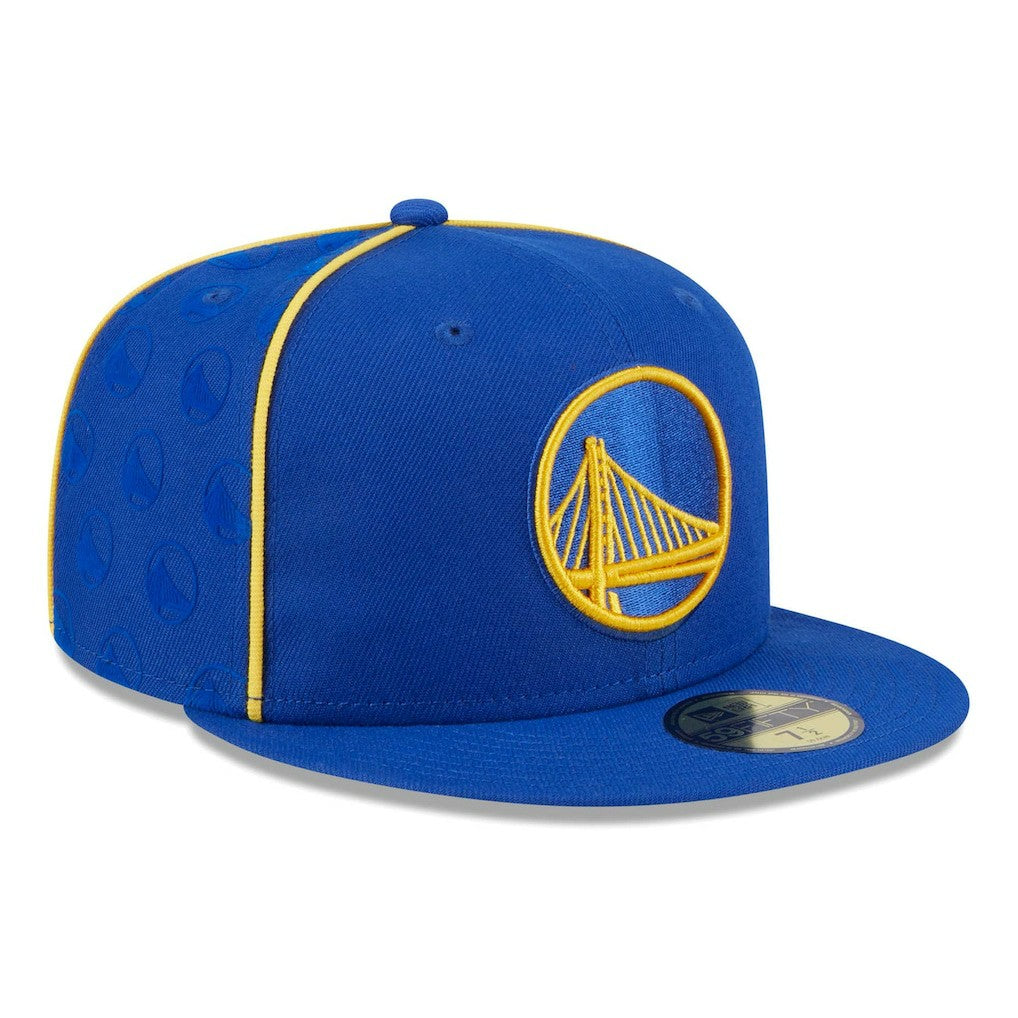 Royal Golden State Warriors Piped & Flocked 59Fifty Fitted Hat | NBA