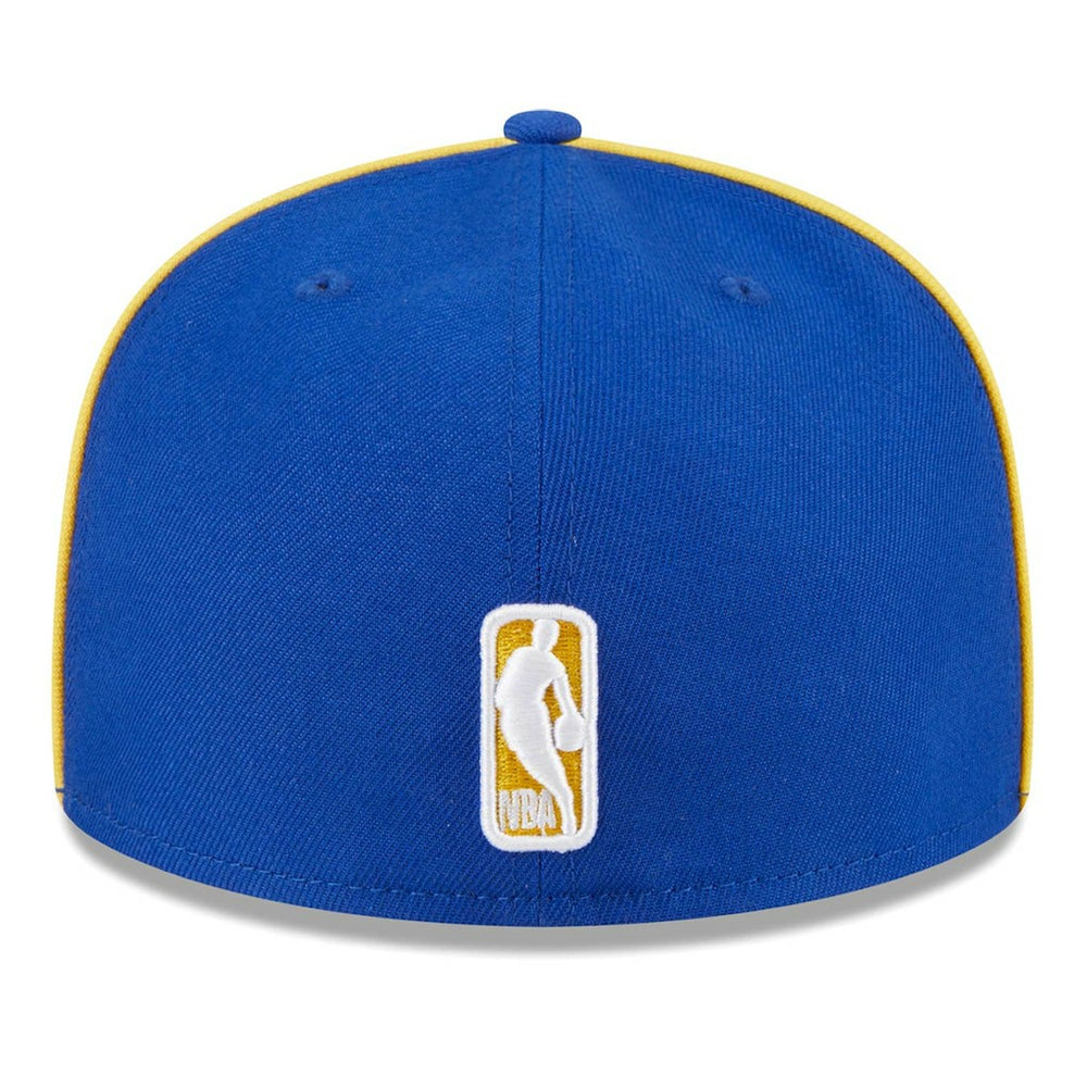 Royal Golden State Warriors Piped & Flocked 59Fifty Fitted Hat | NBA