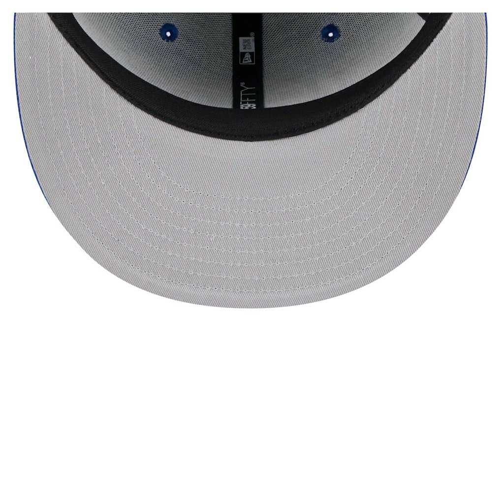 Royal Golden State Warriors Piped & Flocked 59Fifty Fitted Hat | NBA