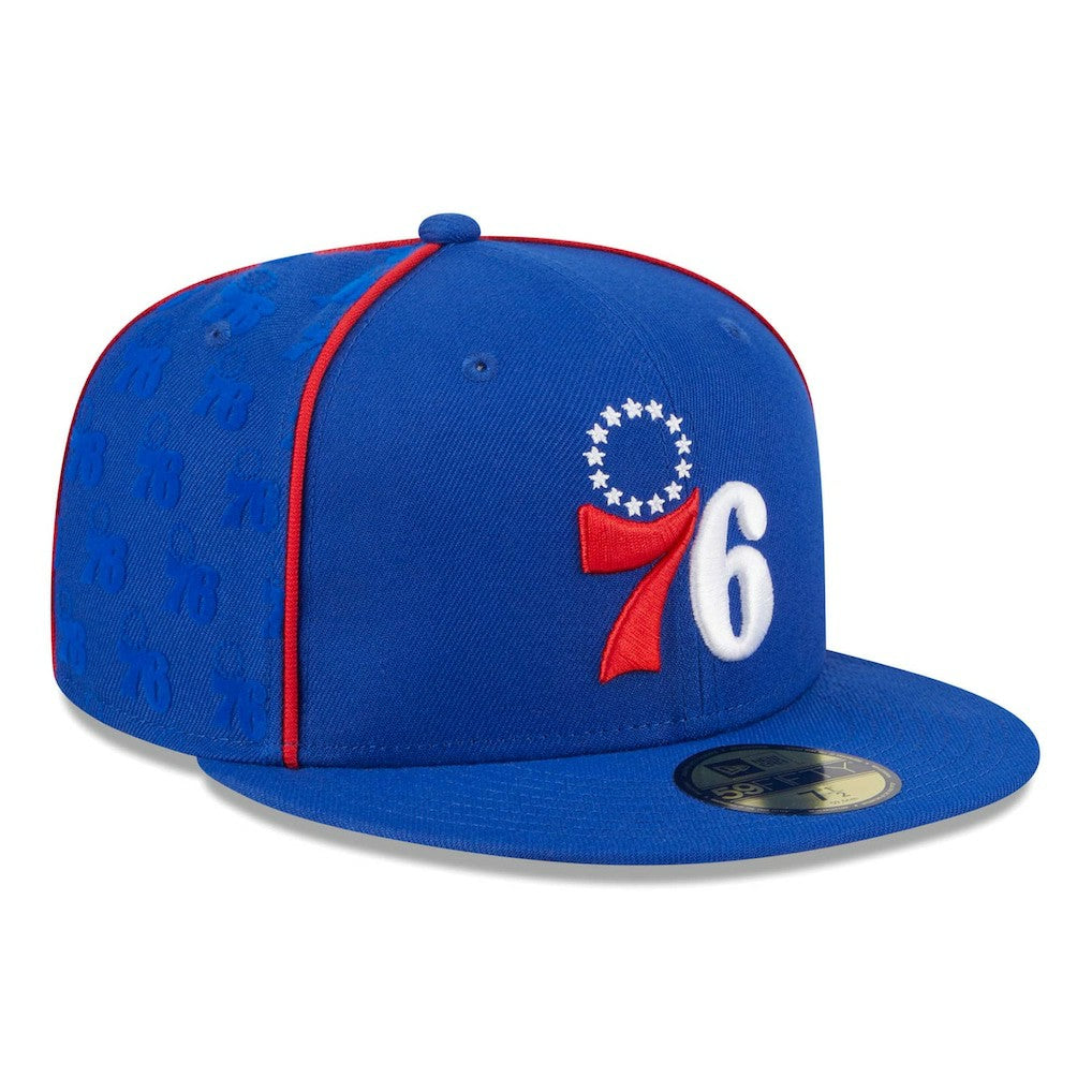 Royal Philadelphia 76ers Piped & Flocked 59Fifty Fitted Hat | NBA